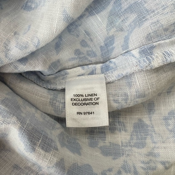 J. Jill Love Linen Pintuck Popover Blue and White Floral Tunic Blouse, MP - Picture 8 of 10